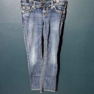 Silver Brand Tuesday 16 1/2 Low Rise Distressed Denim Jeans Women's 28x31